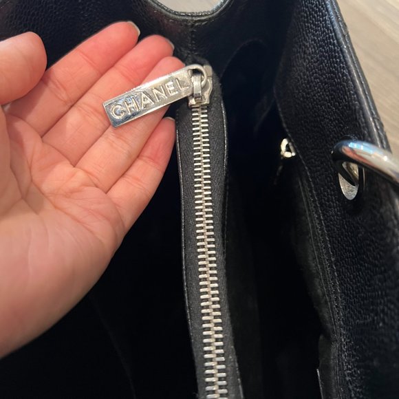 Chanel Quilted Caviar Grand Shopping Tote in Black w/ Silver Hardware - Picture 5 of 10